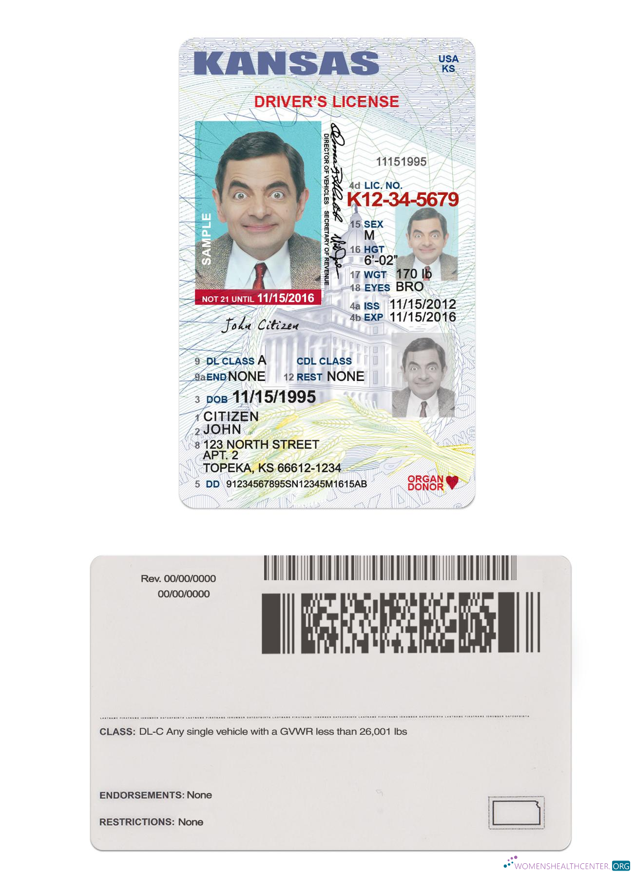 download USA Kansas driving license under 21